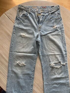 Pilcro Light Wash Distressed Straight-Leg Jeans